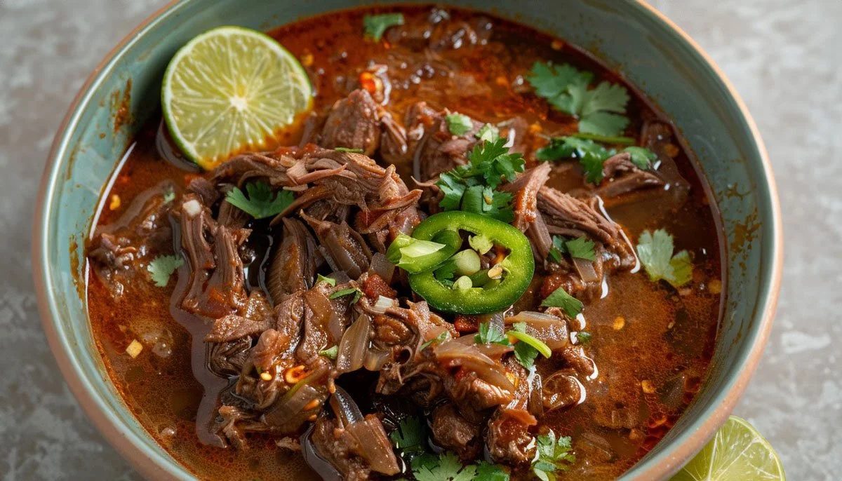 Slow-cooked birria de res