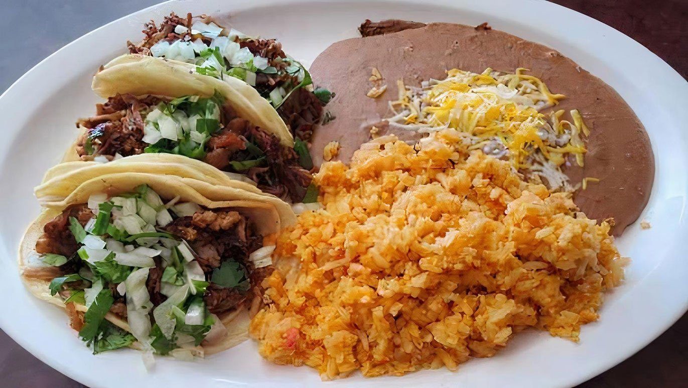Three Mexican street tacos