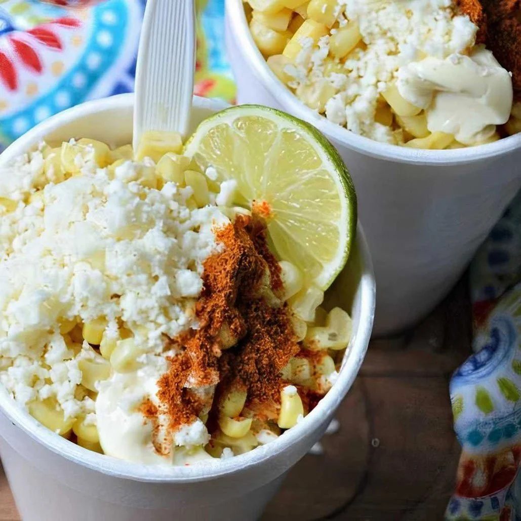 Mexican street corn served in a cup
