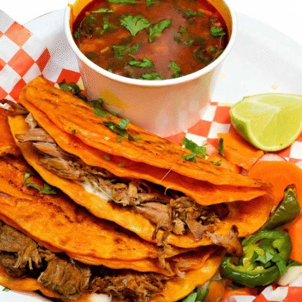 Crispy quesabirrias with consomé